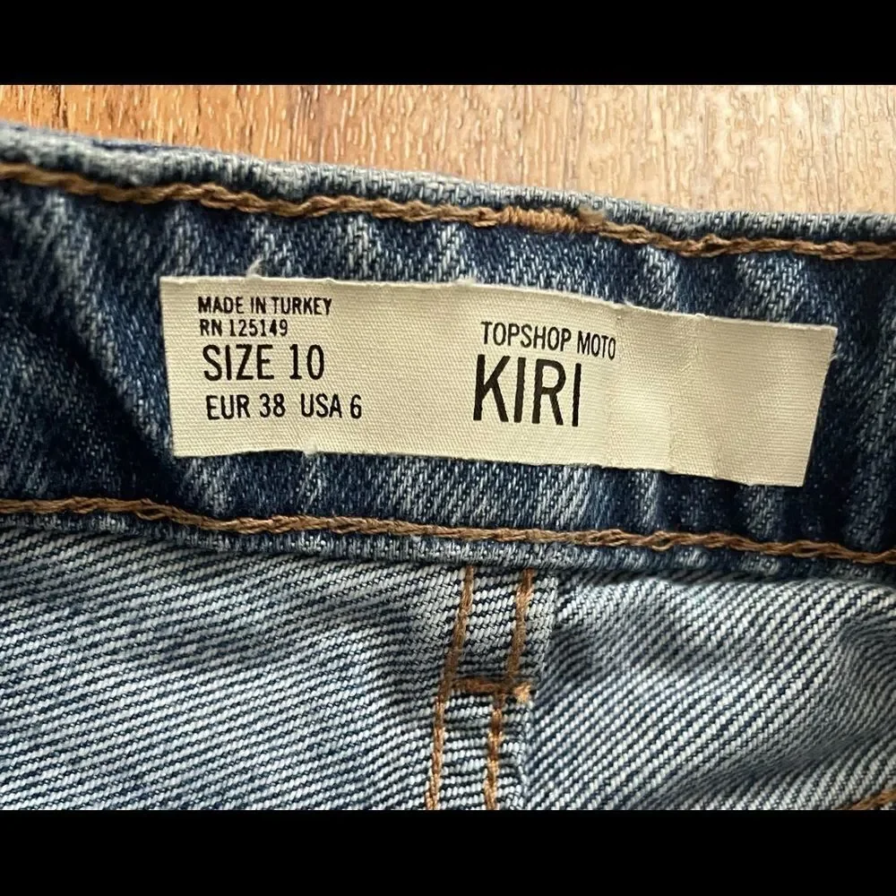 Topshop moto‎ kiri denim distressed shorts sz 6